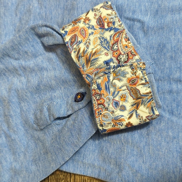 Jared Lang After Hours Paisley Flip Cuff Shirt 100% Cotton Size 2XL in Blue - Picture 4 of 9